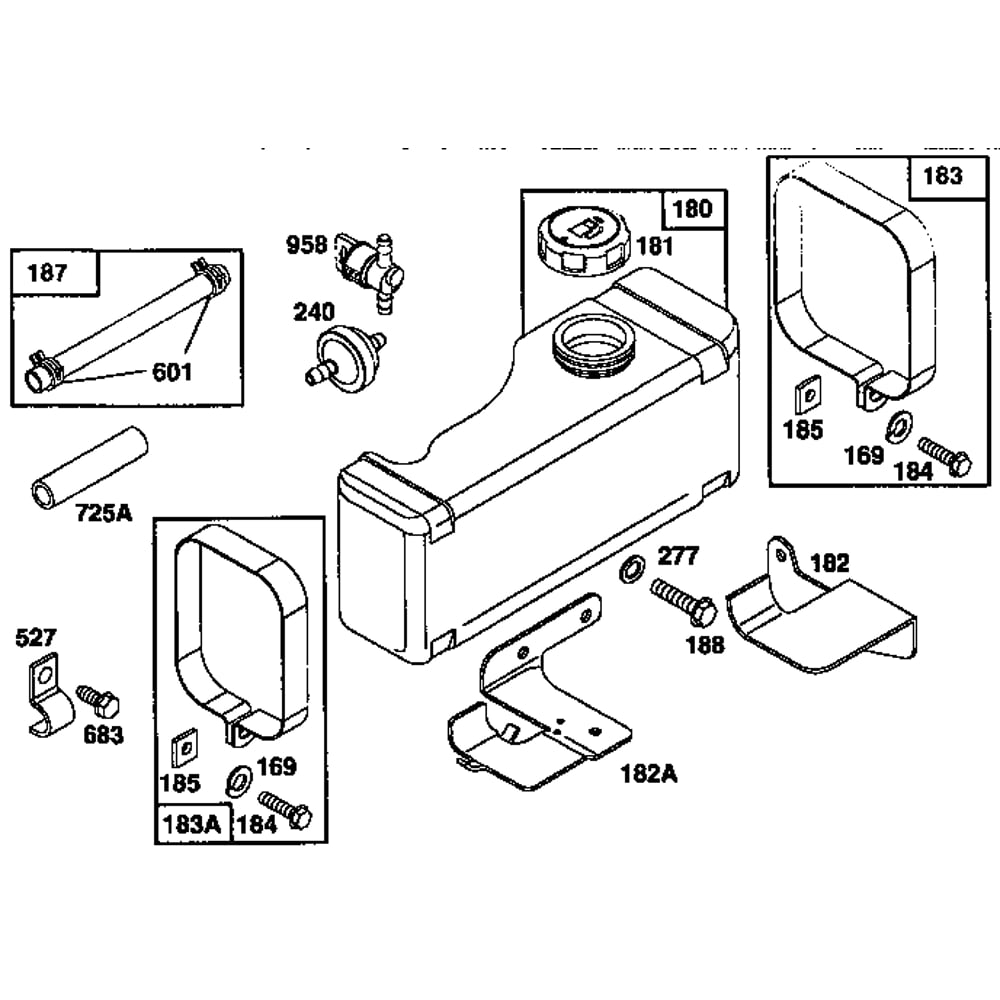 Fuel Tank Diagram and Parts List for 259700-259799 0102 Briggs and Stratton Engine